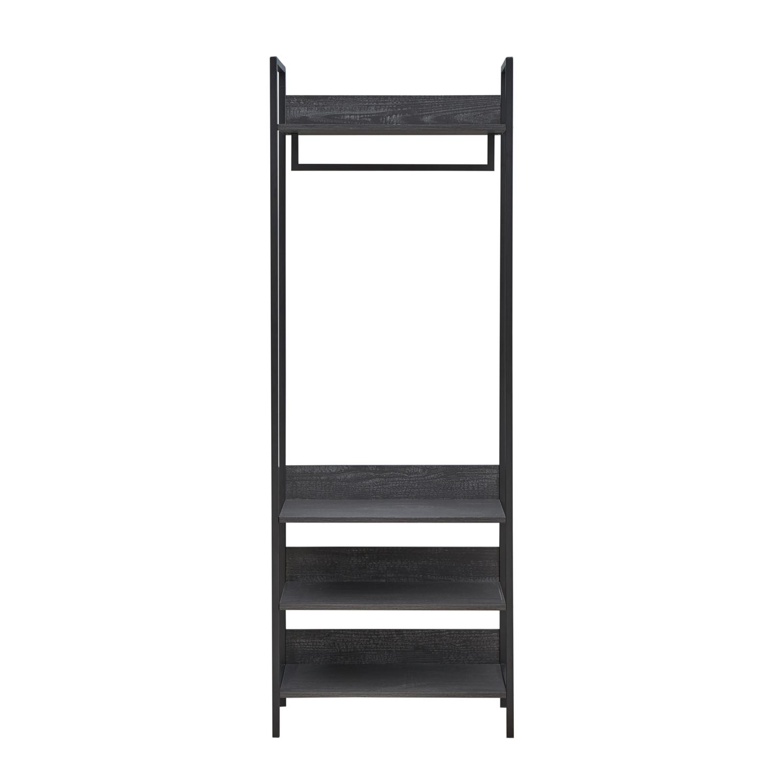 Zahra Open Wardrobe with 4 Shelves in Black - Home Supplier