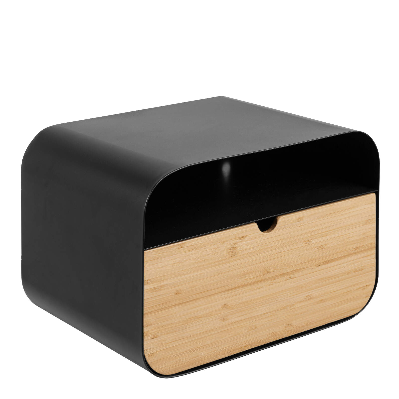 Joliet Wallmounted Bedside Table in Black and Bamboo