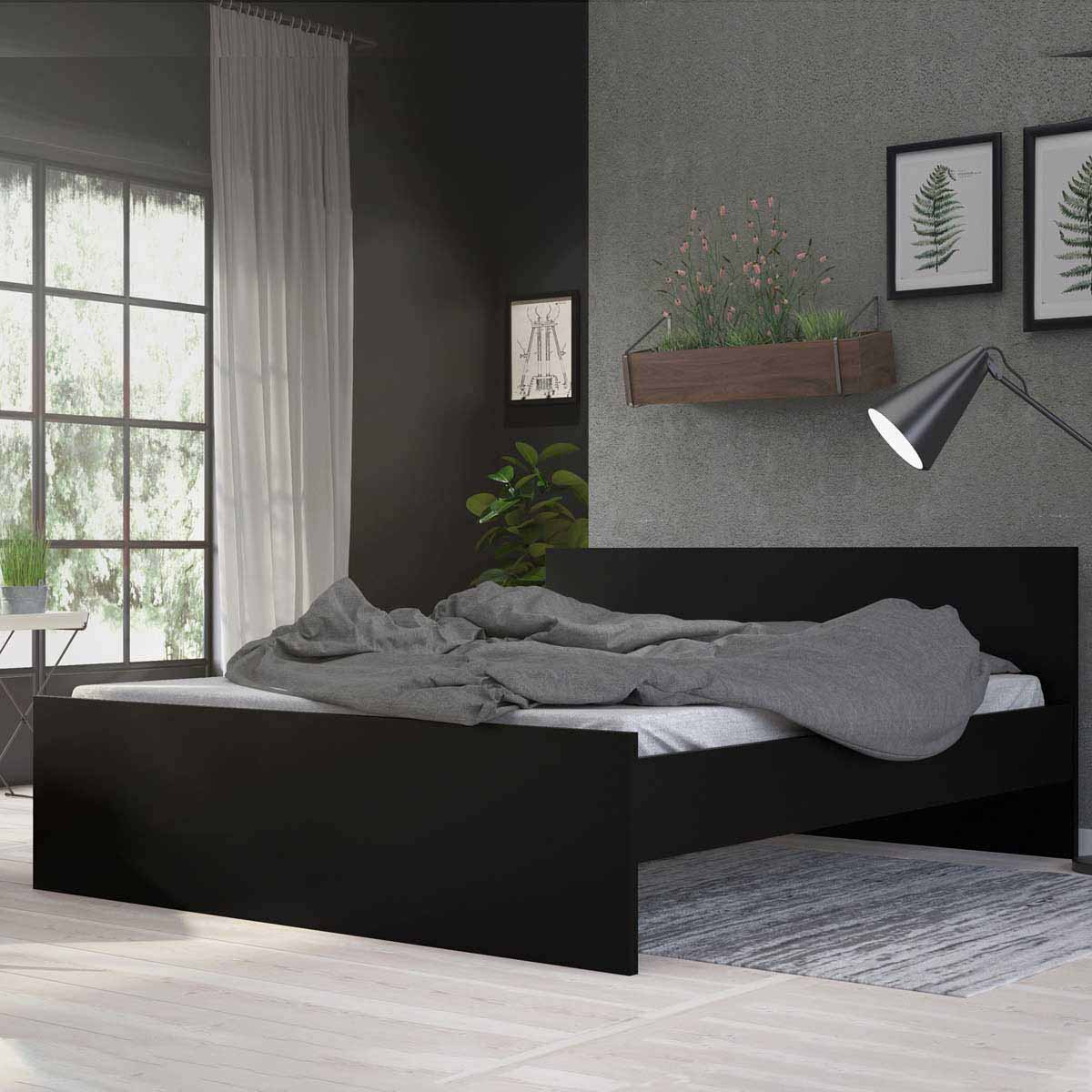 Naia Euro King Bed (160 x 200) in Black Matt Home Supplier