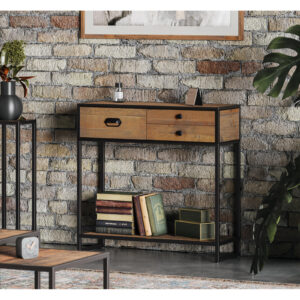 Ooki Small Console Table in Reclaimed Wood and Black Steel