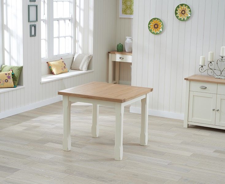 Sandringham 90cm Oak & Cream Flip Top Dining Table Home Supplier