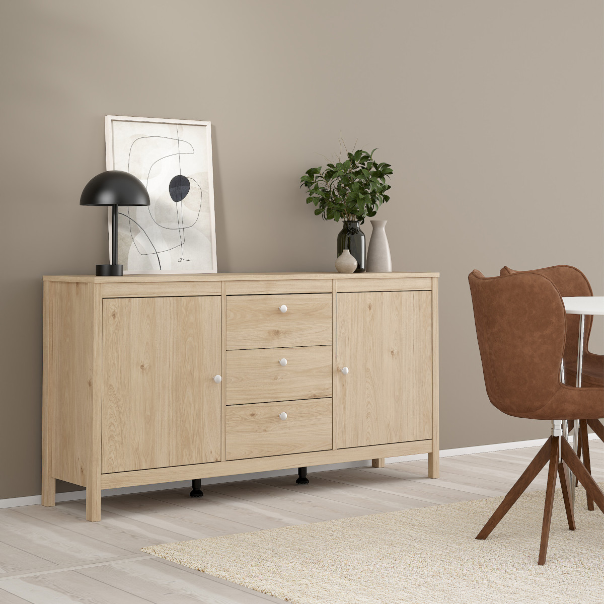 Madrid Sideboard 2 Doors and 3 Drawers in Jackson Hickory Oak